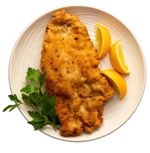 A Dish With Mini Schnitzel.