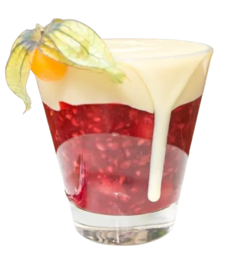 Red Jelly With Vanilla Cream.