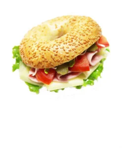 Bagel With Cheese And Ham.
